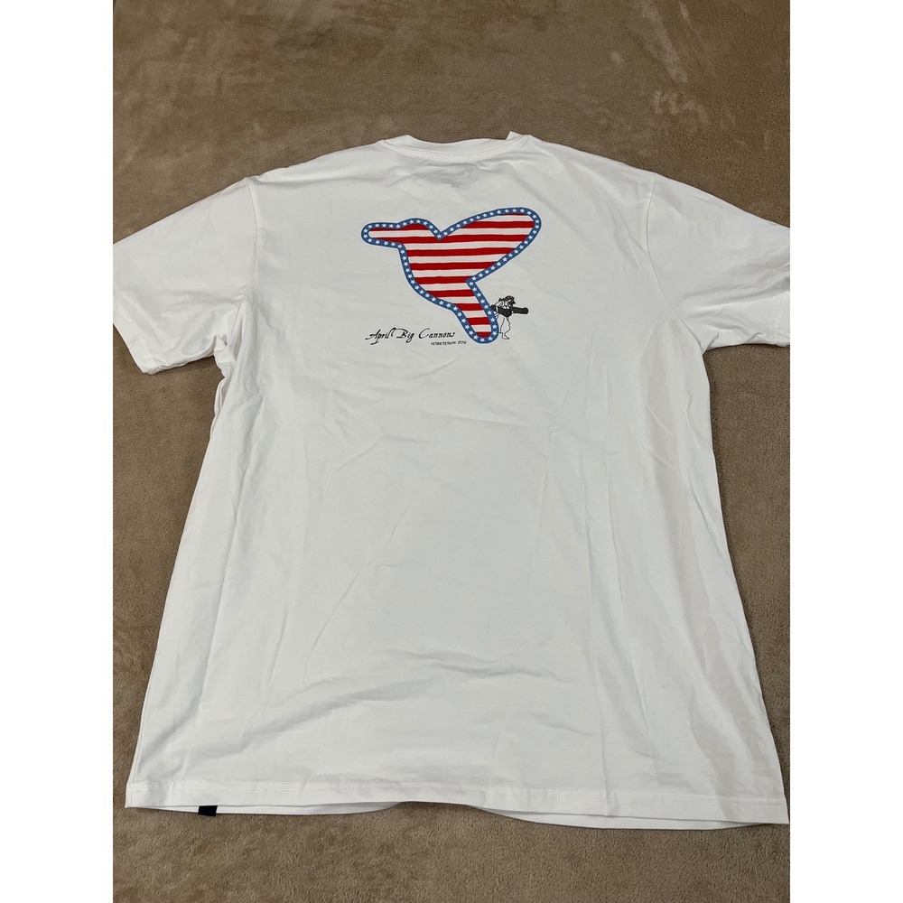 Birddogs Tee-Shirt Men's XL White April Big Cannons 1776 Stretch Cotton S/S EUC
